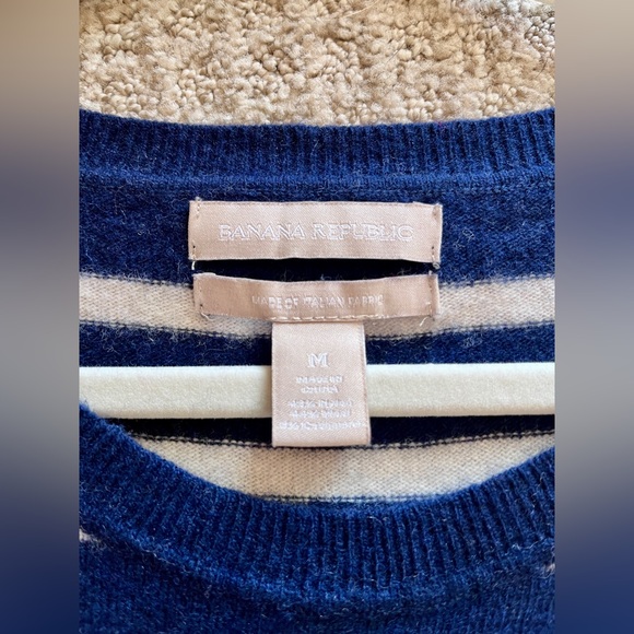 Banana Republic Navy Stripe Wool Cashmere Sweater Dress - Size M, Italian Fabric - Picture 5 of 5